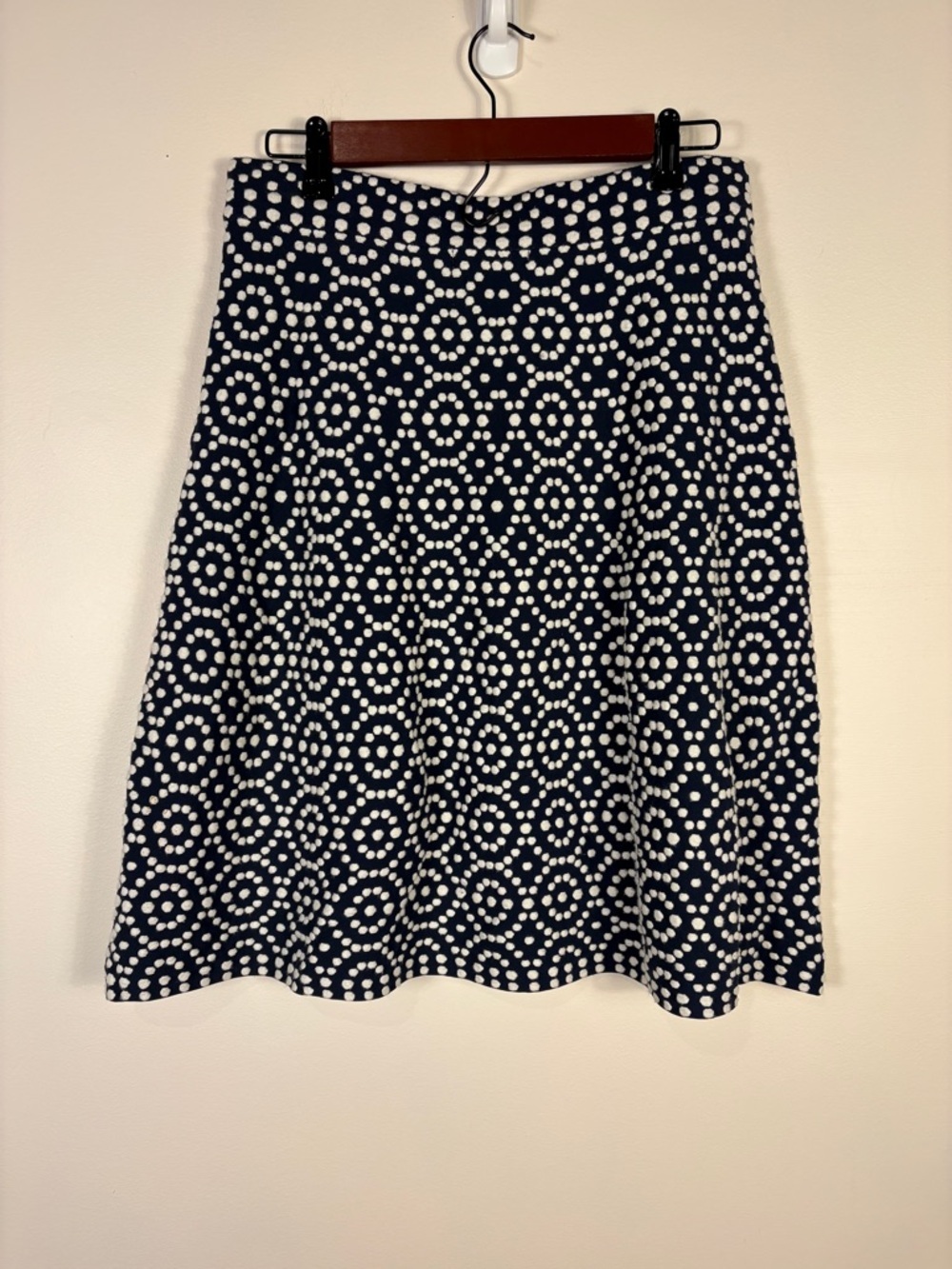 Boden Blue White Polka Dot A-Line Skirt Pull On Classic Preppy - Picture 2 of 6